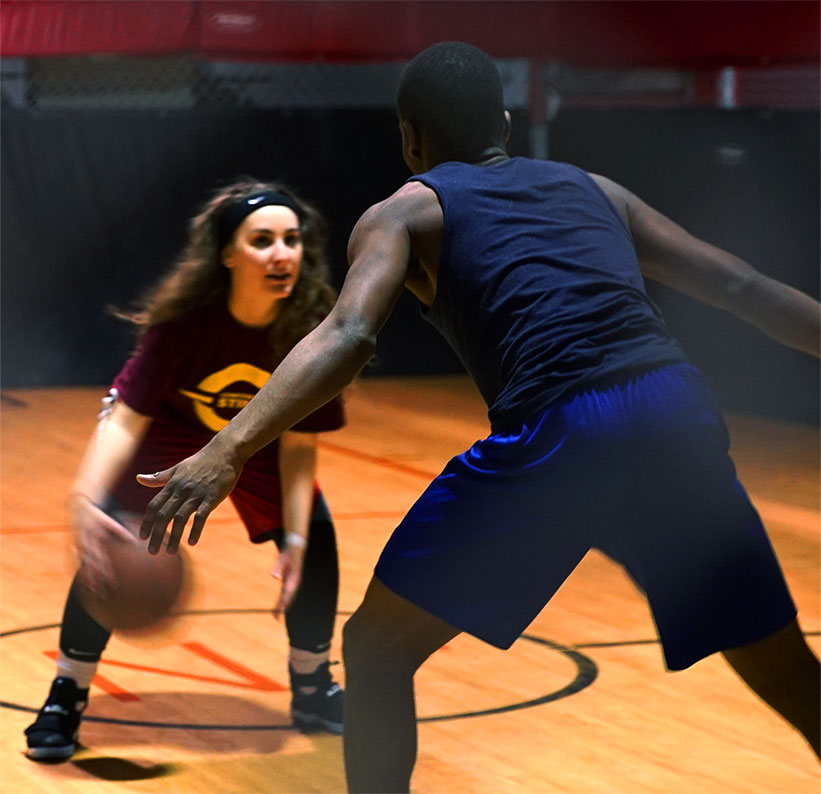 Pick up basketball game at Sportira Cage