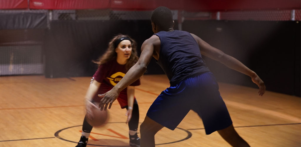 Pick up basketball game at Sportira Cage